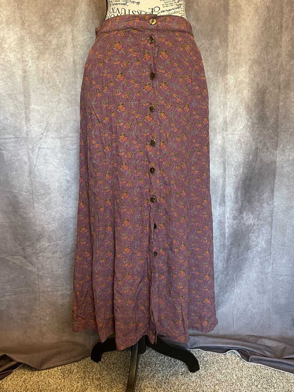 GAP Women's Purple Floral Button-Front Maxi Skirt